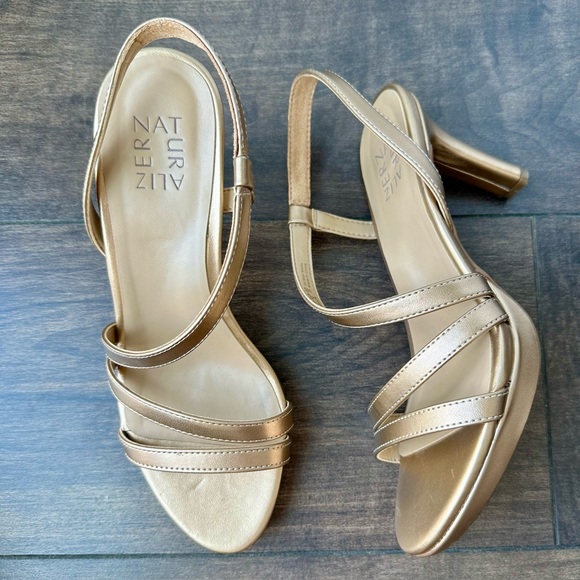 Naturalizer Brenta Strappy Dress Sandals - Size: 8.5 - Bronze Pearl Faux Leather - Picture 1 of 12